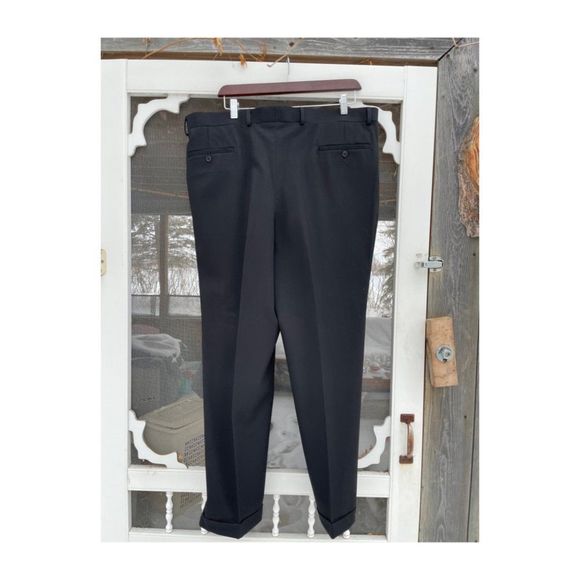 Pronto Uomo Platinum Black Trousers Pants Formal Pleat Front Sz 42 Short - Picture 6 of 6